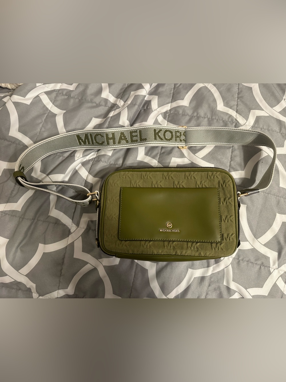 Michael Kors Olive Green Logo Belt Bag with Branded Strap